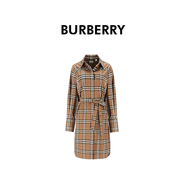 BURBERRY柏博利巴寶莉女士棕色格紋印花單排扣中長(cháng)款長(cháng)袖連衣裙80934771
