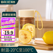 拜杰玻璃杯 高硼硅玻璃水杯子 女生便攜豆漿牛奶咖啡刻度茶杯400ml