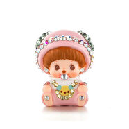 萌趣趣（Monchhichi）曾稱(chēng)蒙奇奇專(zhuān)柜水晶公仔項鏈手鏈吊墜大頭掛件鑰匙鏈 粉色bb