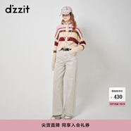 DZZIT地素彩條針織衫秋冬美拉德少女閃鉆愛心紐扣開衫女 彩色 XS