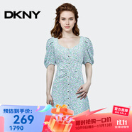 唐可娜兒（DKNY）【京東奧萊】法式小眾碎花連衣裙女夏季新款收腰顯瘦氣質(zhì)短袖裙子 W1312Z53-392 XXS