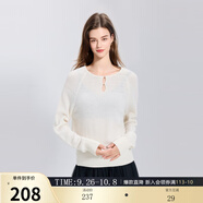 三彩【100綿羊毛】2025冬季新款圓領(lǐng)針織衫休閑長(cháng)袖女 奶白 M 160/84A