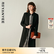顏域女裝黑色中長(cháng)款風(fēng)衣女春款冬2025新款職業(yè)顯瘦氣質(zhì)百搭西裝外套 黑色2 XL