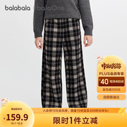巴拉巴拉balaOne童裝女童加絨直筒兒童褲子2025冬裝復古格紋209425108003