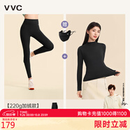 VVC打底褲女春秋新款高腰小腳鯊魚(yú)褲塑形修身顯瘦高彈瑜伽褲子 【220g絨款+曜石黑肌底衣】組合組合 M （90-100斤）