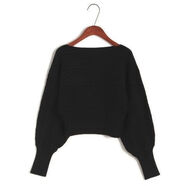 秋冬韓版寬松一字領(lǐng)毛衣蝙蝠衫短款針織衫麻花套頭加厚蝙蝠袖上衣 黑色