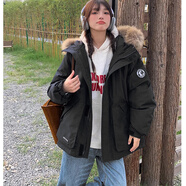 法蘿迪 短外套女秋冬女裝新款韓版寬松風(fēng)衣面包服工裝棉襖短款外套 黑色 S