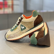 樂(lè )卡克（Le coq sportif）法國公雞男鞋2025年秋季新款韓版編織百搭老爹鞋時(shí)尚皮面款阿甘鞋 米色 42 皮鞋尺碼