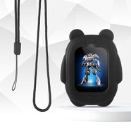 潮尚美【兒童手表掛脖吊墜】通用飛利浦W2505兒童電話(huà)手表表帶掛脖子套保護殼表鏈吊繩軟膠套 黑色保護套+掛繩(不含手表) 通用款