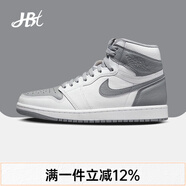 耐克（NIKE）【潮】Air Jordan aj1男板鞋中幫透氣休閑輕便耐磨百搭籃球鞋 555088-037白灰 42