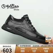 金利來(lái)（Goldlion）男鞋男士休閑鞋時(shí)尚舒適耐磨休閑皮鞋50623011401A黑色-37碼