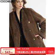 COCOBELLA質(zhì)感豐盈環(huán)保皮草冬長(cháng)款氣質(zhì)裸領(lǐng)加厚毛絨外套WL58 巧克力棕 S