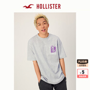 HOLLISTER【涼感印花T】25夏新款情侶寬松T恤男裝女裝KI323-5008 麻灰色 XL (180/116A)