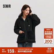 森馬（Semir）森馬外套女仿羊羔毛搖粒絨雙面穿連帽重磅夾克24新款109724108002