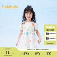 巴拉巴拉童裝女童公主裙2024夏季兒童連衣裙寶寶裙子文藝網(wǎng)紗208224111011