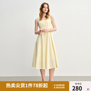 獨(dú)束大碼女裝【線雕裙】歐若風(fēng)氣質(zhì)連衣裙2025新款時(shí)尚顯瘦吊帶裙 香草米-蘋果型 XL （尺碼：3）