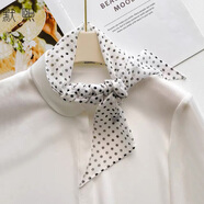 默熙真絲領(lǐng)巾絲巾小長(cháng)條女秋季波點(diǎn)百搭襯衫飄帶裝飾圍脖護頸小圍巾 白底波點(diǎn) 150*10CM