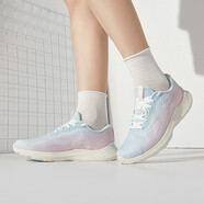 李寧（LI-NING）女鞋夏季網(wǎng)面透氣跑鞋女款黑色網(wǎng)鞋休閑運動(dòng)鞋女士輕便跑步鞋 盈粉色/淺晴藍-3（輕逸） ARSV030 35