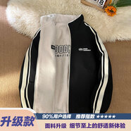 菲尼東爵（FNAADOOG）春秋新款雙面穿外套男痞帥潮牌高級感港風(fēng)日系休閑沖鋒衣夾克 羊羔絨雙面穿黑色 加絨 L 建議120斤-135斤