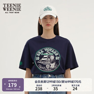 Teenie Weenie小熊短袖T恤女夏季寬松圓領(lǐng)短袖T恤棉質(zhì)時(shí)尚打底衫女 藏青色 160/S