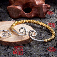 同款緊箍咒手鐲覆古男女情侶簡(jiǎn)約時(shí)尚日韓學(xué)生孫悟空如意 全花紋金邊緊箍咒手鐲(+戒指)