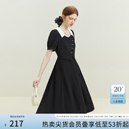 范思藍(lán)恩23FS12399假兩件法式氣質(zhì)連衣裙女夏季新款通勤顯瘦 黑色 XS