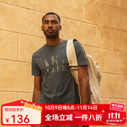 AKSERIESAK男裝復(fù)古AK字母經(jīng)典暈染印花親膚舒適圓領(lǐng)休閑短袖T恤男1700083 青灰 S