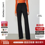 朗姿復古通勤高彈喇叭褲西褲冬季新款職業(yè)氣質(zhì)高腰女士西裝褲長褲 夜幕黑色2不加絨 M