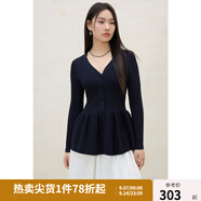 獨(dú)束大碼女裝胖mm2025春裝新款針織開(kāi)衫寬松顯瘦遮肉氣質(zhì)通勤上衣 藏青色 3XL (尺碼：5)