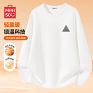 名創(chuàng)優(yōu)品（MINISO）長袖男士t恤遠(yuǎn)紅外保暖絨修身打底衫長袖雙面磨毛秋冬打底衣服男 【抗菌+遠(yuǎn)紅外發(fā)熱】白色(mt三角墨灰胸標(biāo)) 5XL (體重230-260斤)
