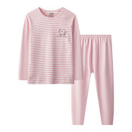 秋冬款無(wú)痕內衣新中式中大童保暖套裝女童家居服兒童秋衣秋褲打底 條紋粉色（杰） 165 碼建議身高152-160厘米