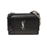 Saint Laurent/圣羅蘭女包 新款SUNSET中號女士牛皮單肩斜挎包 ysl包包【包稅】 黑色