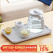 憶壺茶（YIHUTEA）創(chuàng)意家用瀝水托盤茶盤多功能塑料茶盤茶托水果盤置物瀝水茶盤家用 長方形托盤-小號