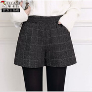 啄木鳥(niǎo)水貂絨短褲女秋冬季新款2025燈芯絨加厚女士外穿冬天配靴褲子 灰色毛呢格子 2XL