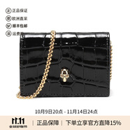 亞歷山大麥昆（Alexander McQueen）女士皮革骷髏頭單肩斜挎包零錢包女包 632032 1JM0G 1000 黑色
