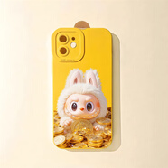 以舟黃金幣堆里公仔適用iPhone16pro鏡面15promax簡(jiǎn)約14Pro蘋(píng)果11手機殼xsmax創(chuàng  )意13卡通7/8plus鏡子12 檸檬黃 抱金幣 iPhone 6s