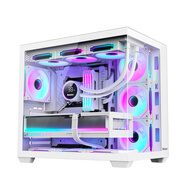航嘉（Huntkey）S980龍卷風(fēng)悅享版  360機箱無立柱海景房  S970暴風(fēng)雪冰刃版電腦主機機箱（支持ATX主板/360水冷） S980LITE龍卷風(fēng)-白色 機箱+ARGB風(fēng)扇*7（6反1正）