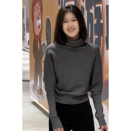 森馬（Semir）法式半高領(lǐng)黑色套頭堆堆領(lǐng)毛衣女秋冬季加厚慵懶風(fēng)內(nèi)搭針織衫上衣 灰色【今年流行漂亮毛衣/冬季超 S
