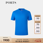 PORTS寶姿男裝2025秋季新品天藍色長(cháng)絨棉短袖圓領(lǐng)T恤 天藍色 M