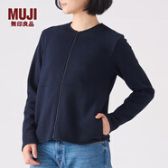 無印良品 MUJI 女式 針織抓絨 拉鏈開衫 W8AB231 深海軍藍(lán) S