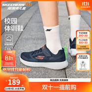 Skechers斯凱奇兒童鞋男女童跑步運動鞋秋冬四季輕便防滑小白鞋405315L 【透氣款】男童-海軍藍色/NVY 34