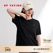 EP雅瑩女裝 純色寬松五分袖短袖t恤上衣 夏季商場同款5339A 黑色 L