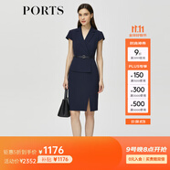 PORTS寶姿春夏女裝假兩件包臀連衣裙ALM8D180KWB008 丈青-1 M (6)
