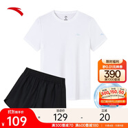 安踏速干套裝丨運動(dòng)短袖短褲兩件套女夏季冰絲跑步吸濕透氣羽毛球服