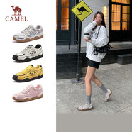 駱駝（CAMEL）月牙德訓(xùn)鞋女運(yùn)動(dòng)百搭板鞋網(wǎng)面復(fù)古休閑鞋 L25S577059A 白/銀 37