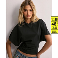 ZOCI少女服裝品牌夏季女裝2025韓版設(shè)計(jì)感圓領(lǐng)套頭短袖T恤女新款簡(jiǎn)潔 黑色(140g牛奶絲) XS