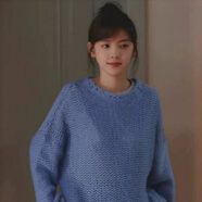 哦咯章若楠同款藍色毛衣女秋冬季2025新款寬松慵懶風(fēng)感針織衫 藍色 S