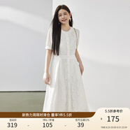 纖莉秀大碼女裝法式優(yōu)雅輕薄蕾絲氣質(zhì)顯瘦連衣裙胖mm夏裝新款0807 米白色 XL