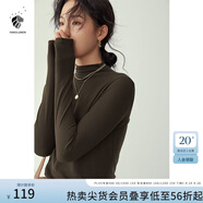 范思藍(lán)恩范思藍(lán)恩204303半高領(lǐng)打底衫女秋冬百搭修身針織上衣緊身內(nèi)搭毛衣 深咖色  S