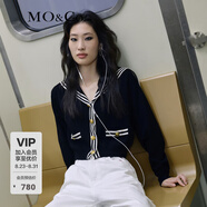 MO&Co.學(xué)院風(fēng)短款千金針織衫上衣女小香風(fēng)針織開(kāi)衫針織衫女摩安珂 黑色-第2批 M 165